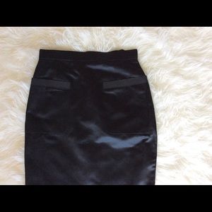 Chanel black silk pencil skirt